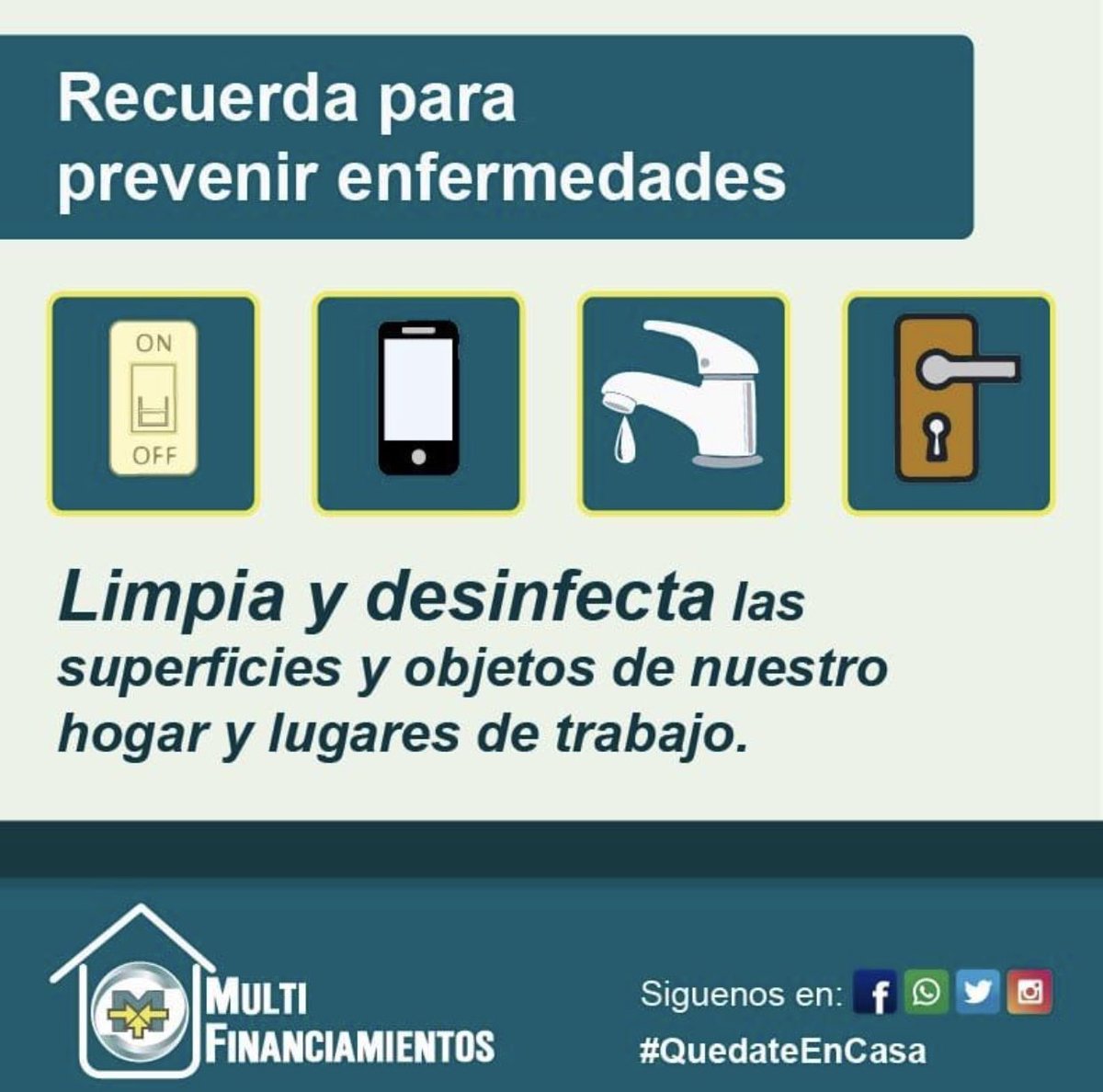 mfpty's tweet image. #MultiTips 

Limpia 🧼 y desinfecta las superficies y objetos.
#multifinanciamientos #prevención #seguridadenfamilia #QuedateEnCasa