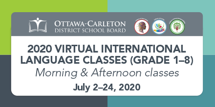 OCDSB's tweet photo. The #OCDSB is offering Virtual International Language Classes this summer for Grades 1 to 8 through the Continuing Education department. Limited space is available. To learn more and register today visit our website: https://t.co/xNnI4ncuZy https://t.co/8EjpjyovLt