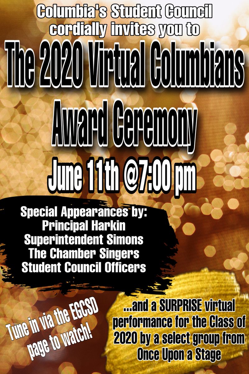 MrsDyerCHS's tweet photo. Tonight’s the night! Tune in on the @EGreenbushCSD page to view our @Columbia_HS_BD virtual awards! 🥇 https://t.co/fm1hKYu1eA