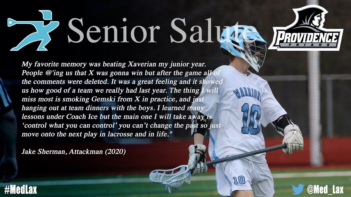 Med_Lax's tweet photo. Nearing the end of our #SeniorSalute, today we celebrate attackman Jake Sherman. Jake will be attending @providencecol. Thanks Jake for all your contributions to #MedLax! #Classof2020 https://t.co/iCr3tDouO2