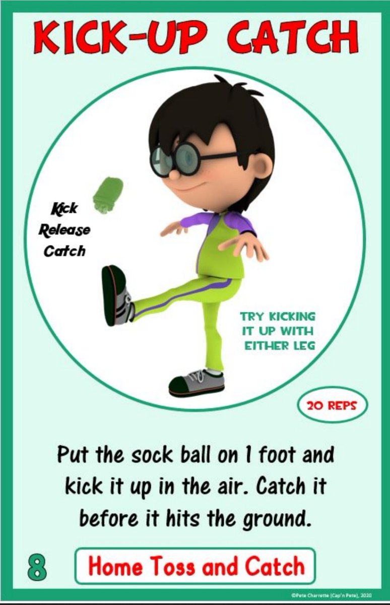 Good morning <a href="/PorterElemSCSD/">Porter Elementary</a> <a href="/SCSDPhysEd/">SCSD Physical Education Department</a> <a href="/SyracuseSchools/">Syracuse City School</a>. 

Let's bring back a kicking challenge from <a href="/CapnPetesPE/">𝗣𝗲𝘁𝗲 𝗖𝗵𝗮𝗿𝗿𝗲𝘁𝘁𝗲 🏴‍☠️</a> today. 

Make one sock ball, place it on your foot, kick it up in the air and catch it. How  many times can you be successful in a row? Try it with your other foot.