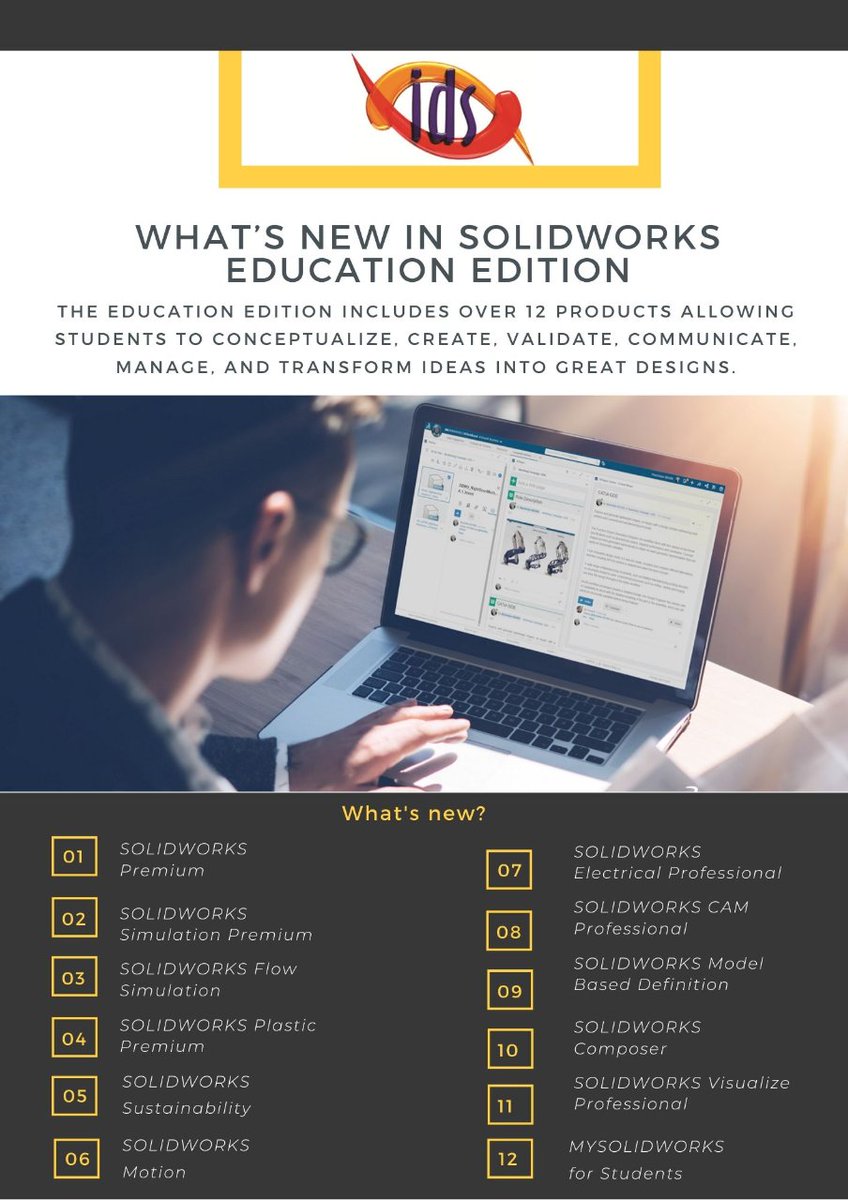 idspl's tweet photo. SOLIDWORKS® Education Edition 2020-2021 is our desktop solution packed with power and performance. Our mission is to provide students with the tools and skills they need to build their careers.
For further information contact us at:
education@idspl.com
marketing@idspl.com https://t.co/ZOZowTLMWT