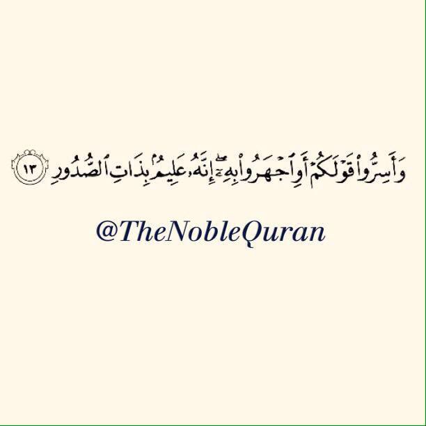 TheNobleQuran's tweet photo. “He knows what is in every heart.” #Quran 67:13 https://t.co/eTBdGm7tuj