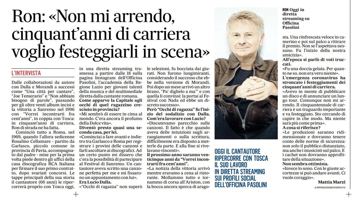 roncellamare's tweet photo. da @ilmessaggeroit
.
.
#Ron #roncellamare #rosalinocellamare #eventomusica #friendsandpartners #50s https://t.co/Wnb6Vc90xv