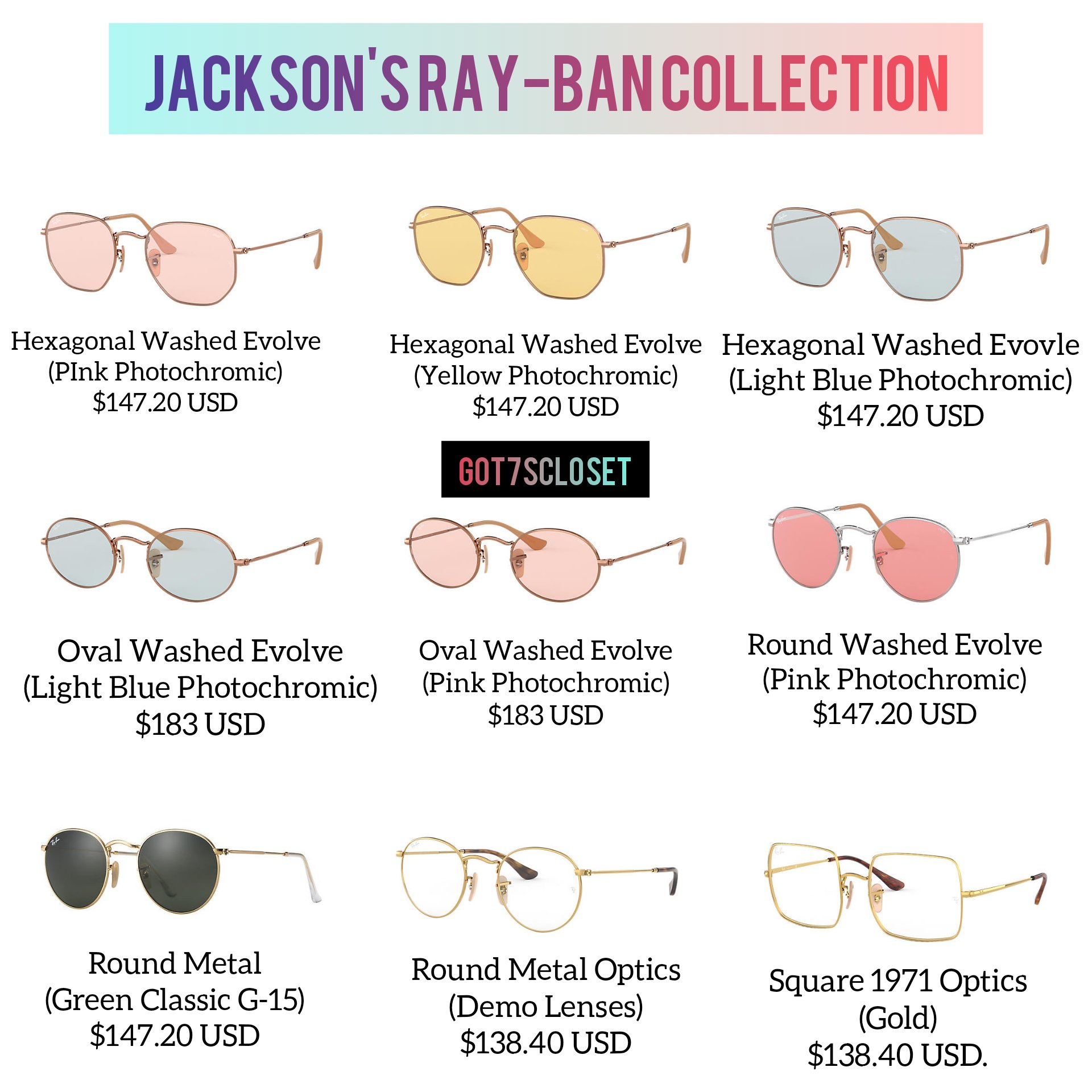 Jackson wang top ray ban collection