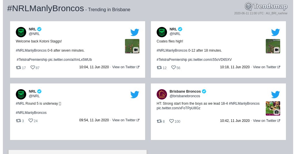 TrendsBrisbane's tweet photo. #nrlmanlybroncos is now trending in #Brisbane

https://t.co/uqejLLStuj https://t.co/GtKEOcCbdm