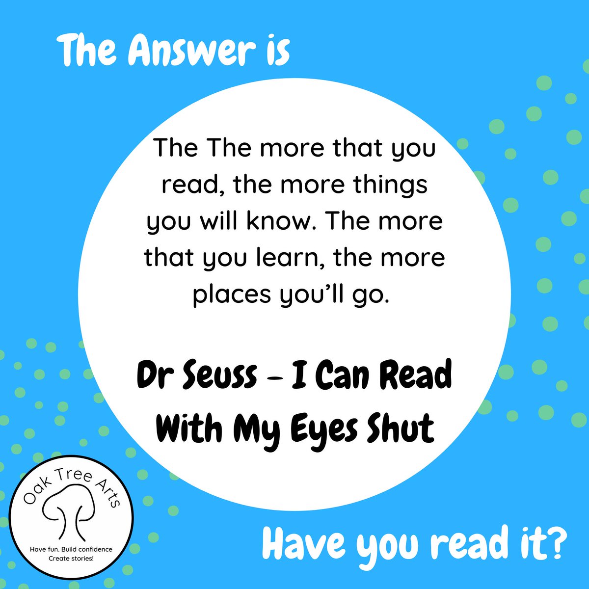 OakTreeStories's tweet image. Here&apos;s the answer to our #WiseWords question. Have you read it? We&apos;d love to know what you thought?