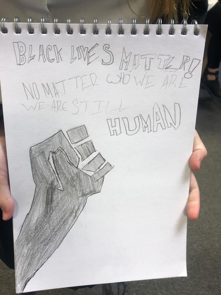 BgisEnglish's tweet photo. Pupils who are attending school did a session on Empathy and #BlackLivesMattters yesterday! After learning more about the movement and the importance of empathy pupils researched black artists, writers and activists to learn more! Some even created their own art! https://t.co/wtaDW48xly