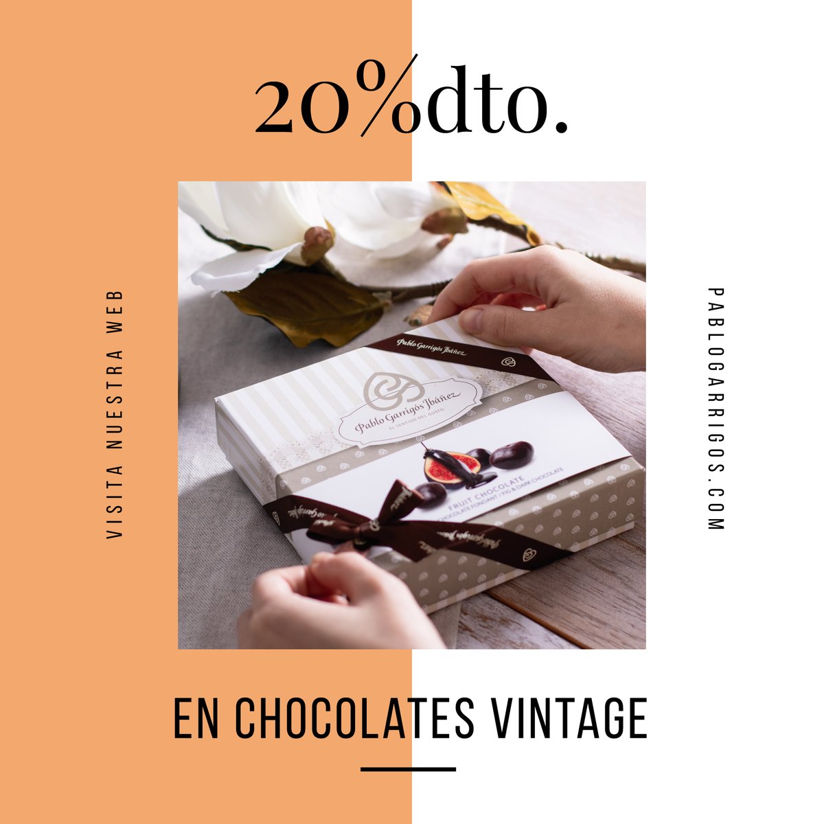 Desde hoy, y hasta el 30 de junio, tenéis un 20% de descuento en TODOS los bombones CHOCOLATE VINTAGE en la web pablogarrigos.com

Sin códigos 😉Disfrútalo‼

#20Discount #20Descuento #PabloGarrigósIbáñez #elsentidodelgusto #ChocolateVintage #Bombones