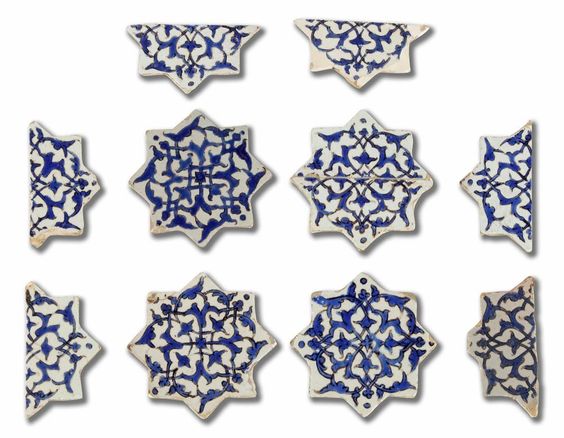  #Timurid "cuerda seca" pottery star tiles.  #Khorasan late 15th century.