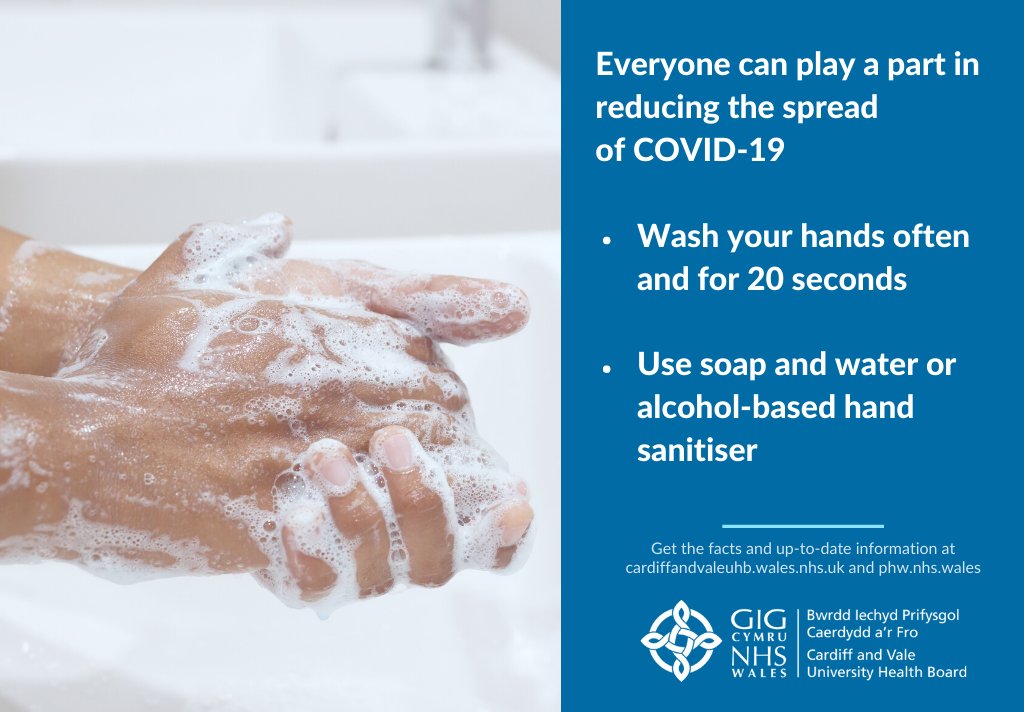 CV_UHB's tweet photo. Everyone can play a part in reducing the spread of COVID-19. Remember to wash your hands often and for 20 seconds and use soap and water or alcohol-based hand sanitiser. #StaySafe #CAVCares https://t.co/gyFXDjdn6j