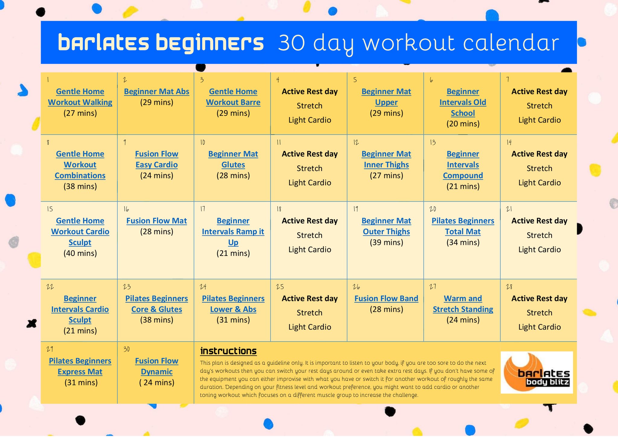 Barlates Body Blitz on X Here is my next FREE workout calendar Beginners 30 Day Challenge. Download the pdf with clickable links here https t DphTGfyEYH barlates linda barre balletbarre fitness exe...