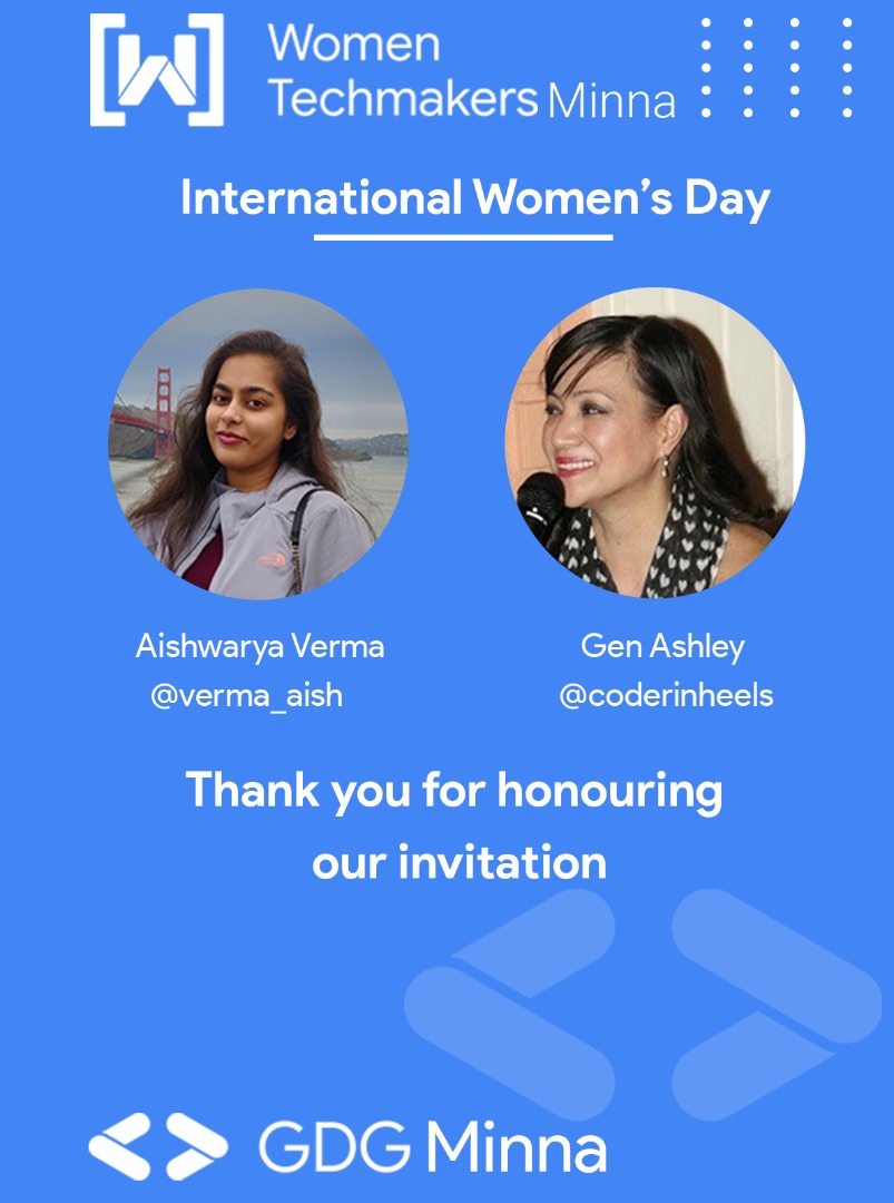 Thank you for honoring our invitation 
@verma_aish & @coderinheels 
💟💟💟💟💟💟💟💟💟💟💟💟

#TogetherWeRise #WomenTechMakers #IWD20 #IWDMinna