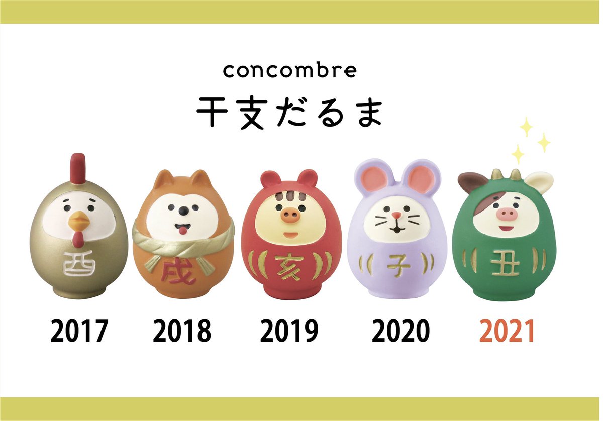 デコレ　コンコンブル　丑だるま　2021お正月 ちなみに来年2021年は『丑だるま』🐮✨ 草原をイメージした緑色です