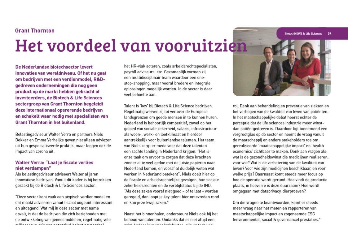 Sinzer_org's tweet image. Welke #impact maakt de #lifesciences sector? SInzer's @Emmaverheijke werd samen met collega's van Grant Thornton's sectorgroep Biotech &amp;amp; Life Sciences geinterviewd voor BiotechNEWS &amp;amp; Life Sciences! Meer weten? zie: hubs.ly/H0rnFyJ0 --

#lifesciences #biotech #socialimpact