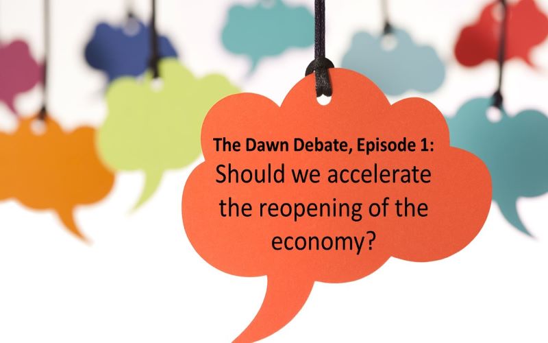 We're slooooowwwly reopening the economy as we come to grips with #Covid-19. How can we speed things up? Should we?? That's what <a href="/edhollett/">Edward Hollett</a> and <a href="/Gov_NB/">Government of NB</a> Premier Higgs discuss in Episode 1 of The Dawn Debate. Check it out bit.ly/2XPTW2f