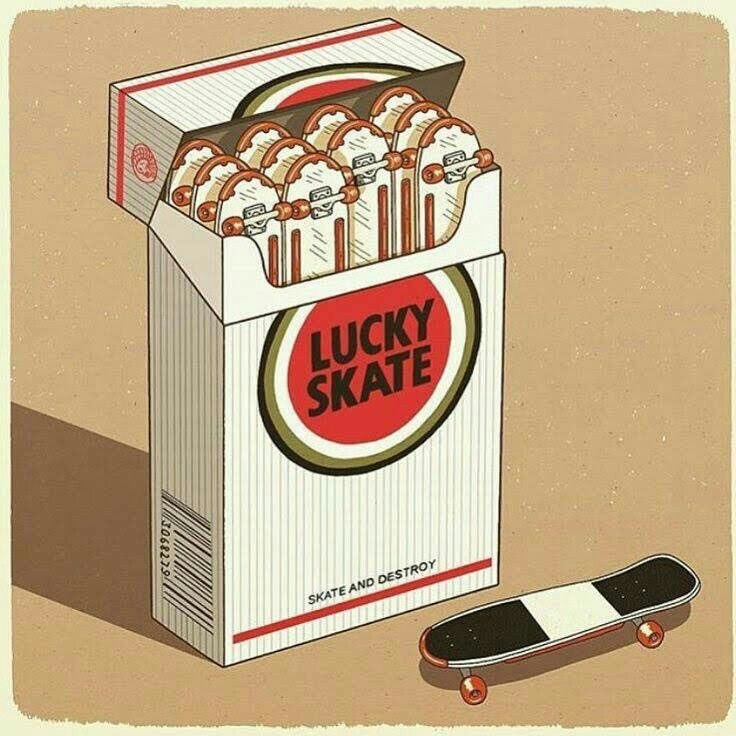 Masahalu S Lucky Strike 拾い画 スケボー スケボーイラスト