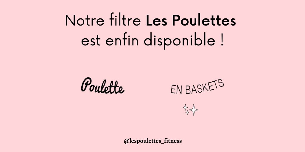 Hello les Poulettes 👋🏼
Hier nous avons sorti notre filtre Instragram « Poulette en baskets » !
Rendez-vous sur notre insta @lespoulettes_fitness pour l’essayer et n’hésitez pas à nous taguer si vous le partagez en story 🤩
#JeudiPhoto