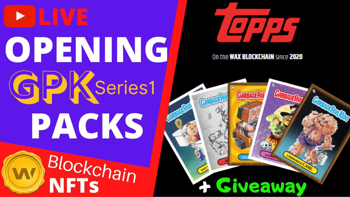 Friday at 4:30pm Est, Chaz goes crazy ripping open a bunch of #GPK card packs on the <a href="/WAX_io/">WAX</a> blockchain!

Will his luck continue?  Join us LIVE
youtube.com/watch?v=dVYFuT…

#NFT #NFTs #blockchain #garbagepailkids #gpkwaxpacks #Crypto