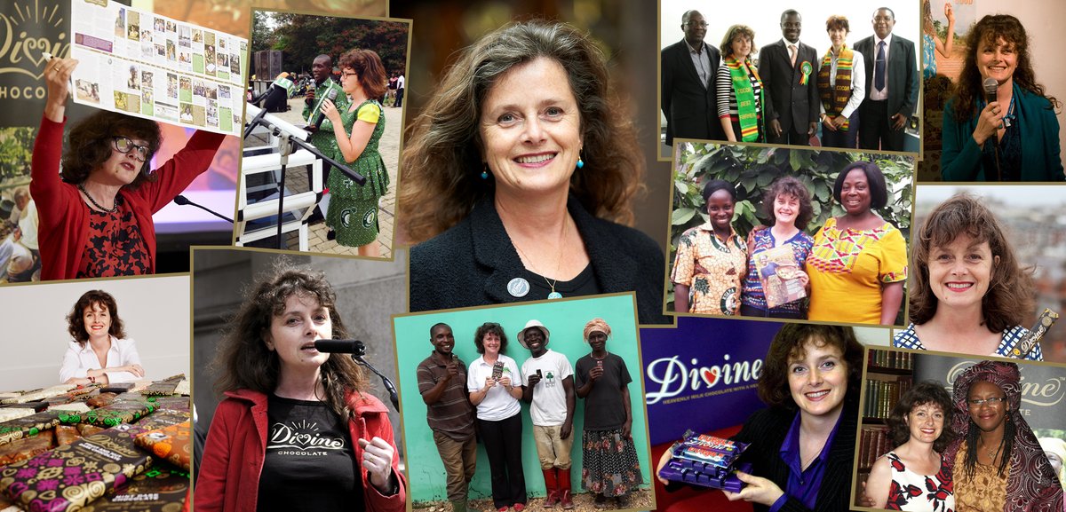 It's the end of an era for Divine as we say goodbye to Sophi Tranchell after 21 years of fearless leadership. Sophi is a true inspiration as a #fairtrade &amp; #Socent campaigner, and has made the chocolate world a better place. Thank you Sophi, Divine won't be the same without you!