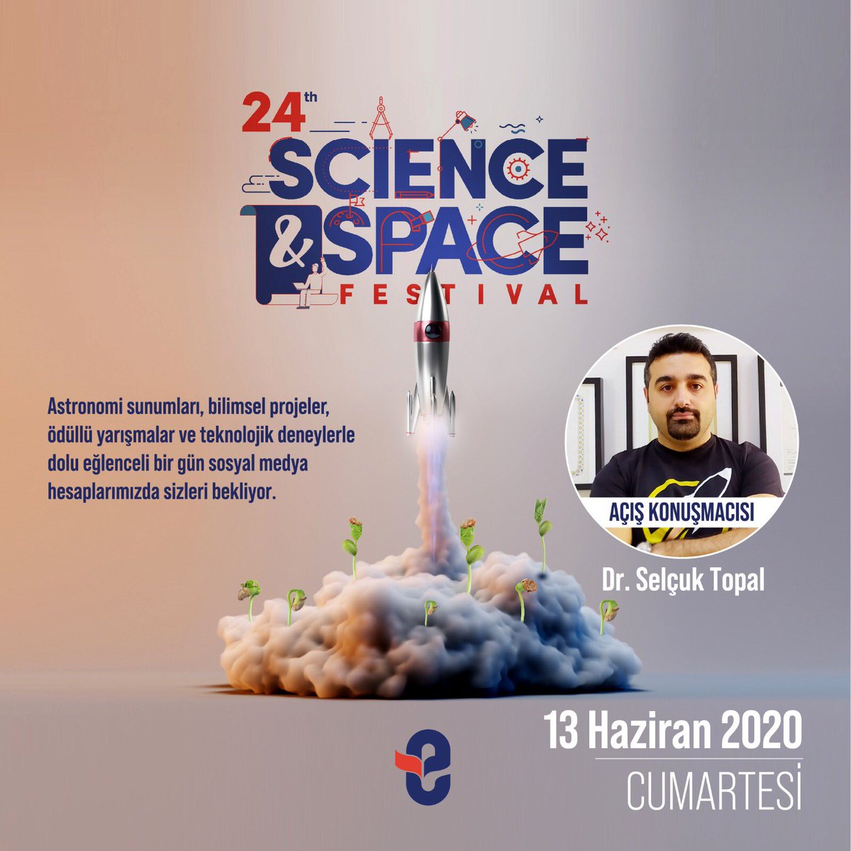 EyubogluEgitim's tweet photo. Eyüboğlu Eğitim Kurumları 24. Science &amp; Space Festival’ın bu yılki açış konuşmasını Astrofizikçi Dr. Selçuk Topal, 13 Haziran Cumartesi saat 11.00'de sosyal medya hesaplarımız üzerinden gerçekleştiriyor. @astronomTurk #eğitimeyüboğlu #scienceandspace https://t.co/faSbvkGcrs