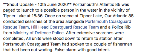 **Shout 10th June 2020 at 18:36pm** Alongside <a href="/portsmouthcg/">Shawnell Charlotte</a>, <a href="/hillheadcg/">Hillhead Coastguard Rescue Team</a> and <a href="/DefenceHQ/">Ministry of Defence 🇬🇧</a>