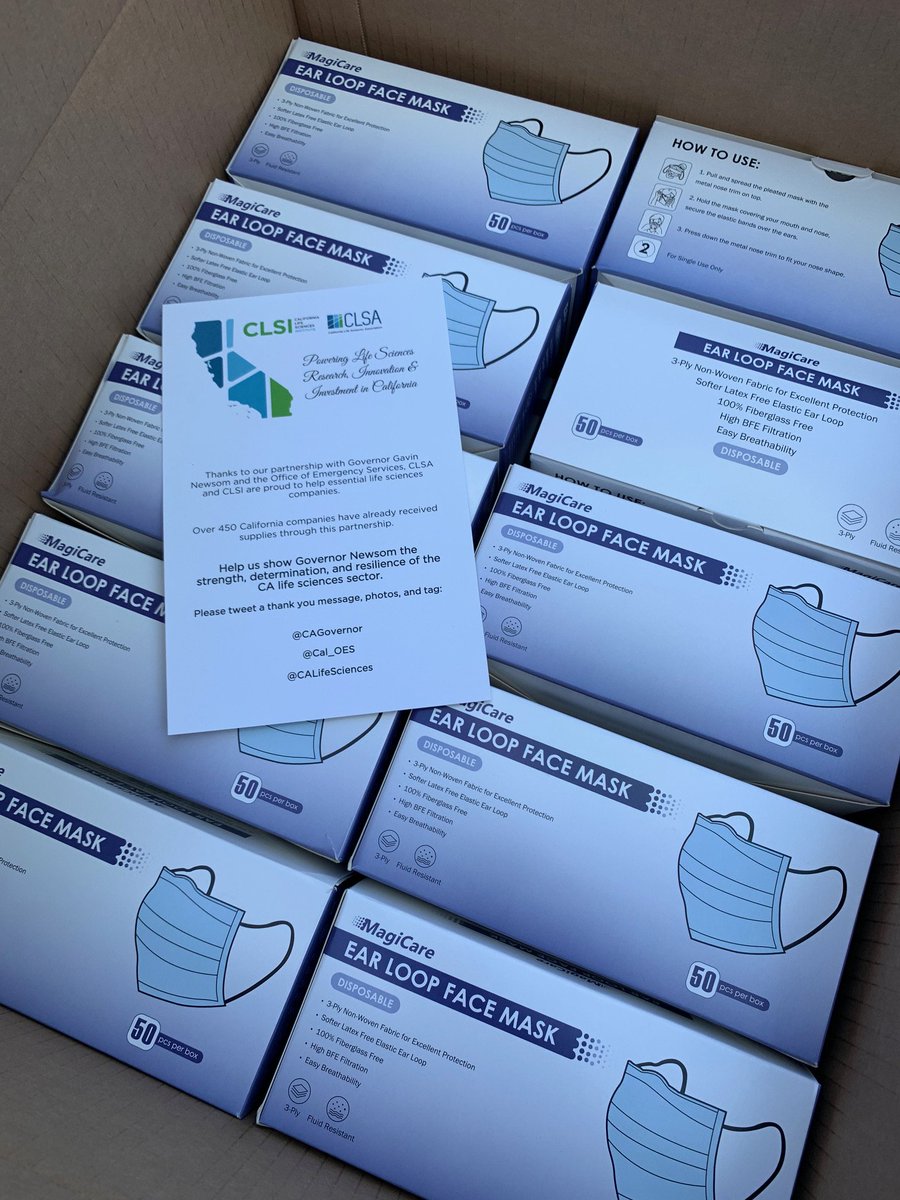 CALifeSciences's tweet photo. Team CLSA in San Diego coordinating pick of PPE supplies to smaller companies with fewer than 50 employees.

70 companies will receive a 2 week supply of PPE to get 1200 employees safely back to the worksite 

Thank you @Cal_OES @CalOES_Dir and @CAgovernor for the partnership https://t.co/rsAXNsXT3q