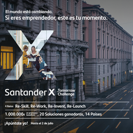 ¡Atención emprendedores! Hasta el jueves 2 de julio puedes postular a Santander X Tomorrow Challenge, una iniciativa que busca soluciones innovadoras a los grandes problemas post #COVID19. Ingresa en bit.ly/30zM0Ee para más información.