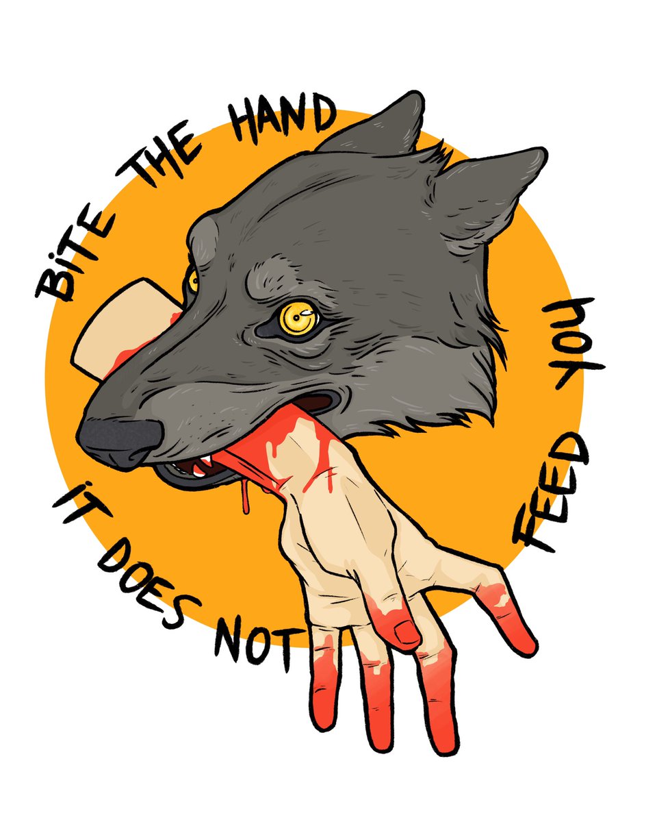 ItsDoctorWizard's tweet image. #bitethehand #fuckthesystem #art #drawing #digitalart #wolf #illustration #procreate #sketch #doodle #gore #artist