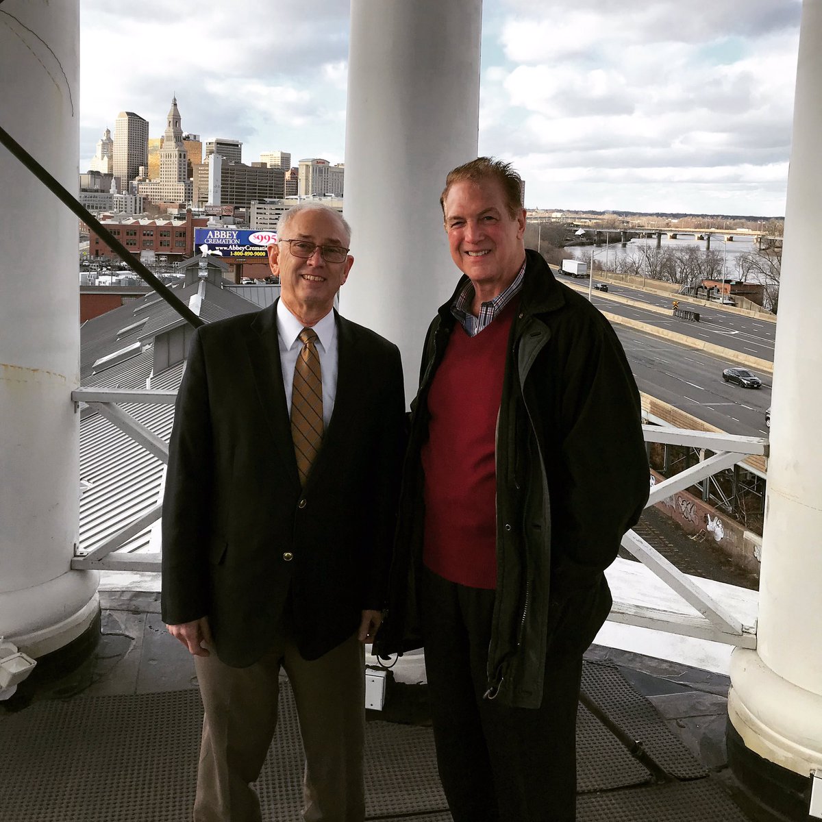A recent trip to the cupola of the Colt building in Hartford with restoration manager Jim Griffin. Gun manufacturing was a major contributing factor to the progress of our state and it still should be. I stand to protect 2nd amendment rights for CT. #saveourstate  #election2020
