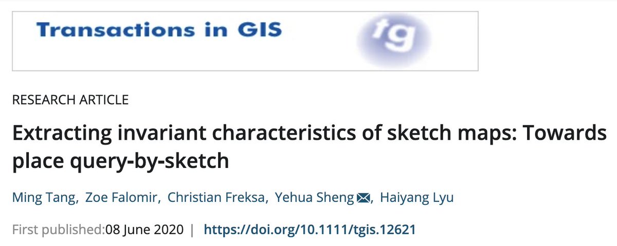 zfalomir's tweet photo. Our new paper analyses human sketches to find out which characteristics help to identify which place a sketch may correspond to.๐โก๏ธ๐บ๏ธ
Thanks to @franzbenjamin for organising this Special Issue! ๐
#GIS #sketch #map #Geography #spatial #platial
#AcademicTwitter #AcademicChatter https://t.co/tXYHZ5ehCB