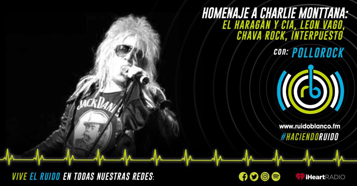 Que tranza la banda!!! Nos escuchamos mañana en punto de las 10:00am #pollorockalaire por su🐣 por <a href="/ruidoblancofm/">Ruido Blanco FM ⚡️</a> con un ruidoso homenaje a <a href="/Charliemonttana/">Charlie Monttana</a> con la participación de <a href="/ElHaraganyCia/">El Haragán y Cía</a> <a href="/Chava_Rock/">Chava Rock</a> #Interpuesto &amp; #LeonVago de @lazorratex63 <a href="/iHeartRadioMx/">iHeartRadioMx</a> <a href="/iHeartRadio/">iHeartRadio</a>