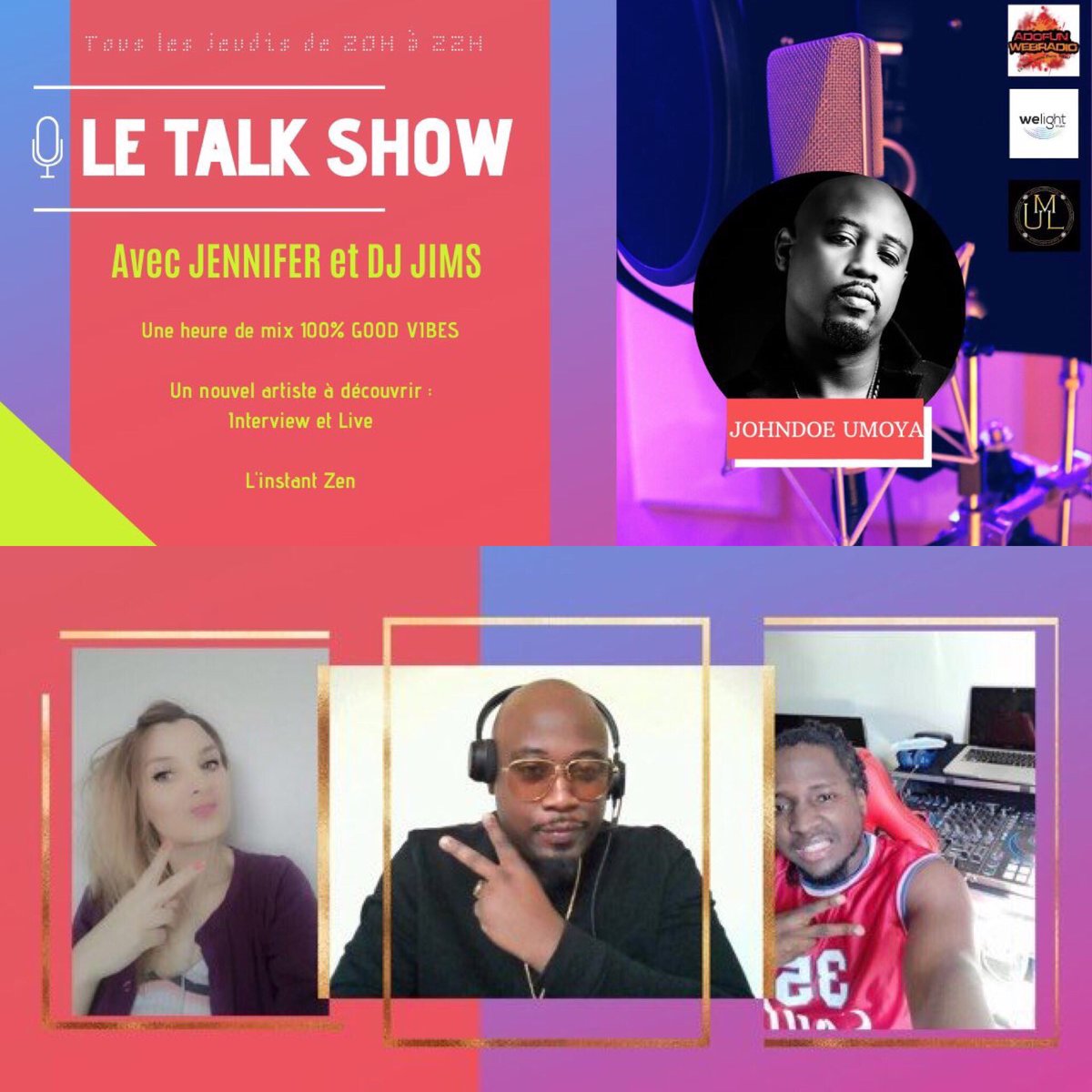 VybzFMOfficiel's tweet photo. Le talk-show sur @AdoFunOfficiel 20h 22h animé par Jennifer https://t.co/OPW9Q54Fix et dj Jims et avec @Johndoeumoya en invité #DeconfinementJour31 #RestezPrudents #letalkshow rendez-vous sur les applications gratuites et sur https://t.co/PdsgyM3W76 et https://t.co/jgH6C5lUVK https://t.co/1ENGaebdeh