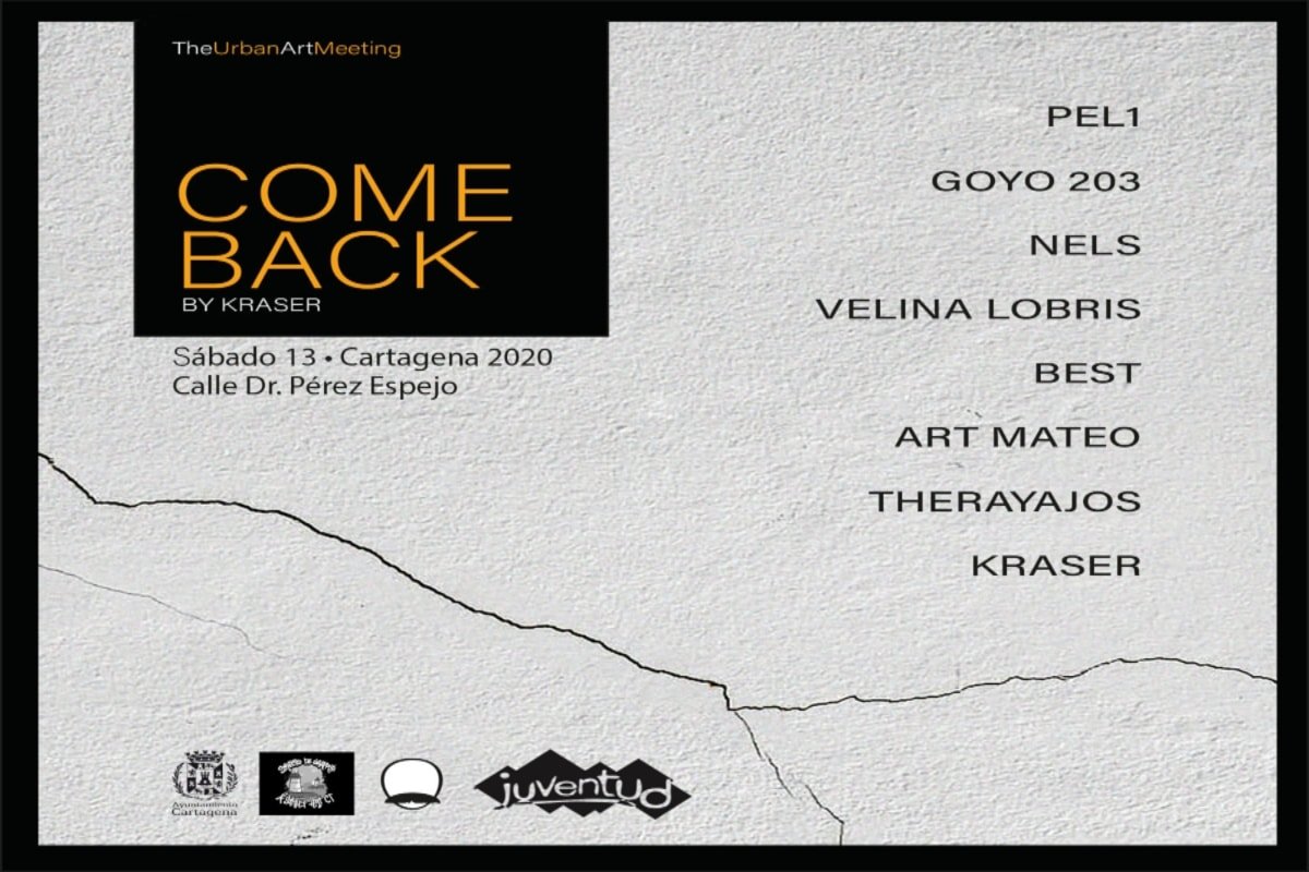 JuventudCT's tweet photo. No te pierdas🧐 este sábado el encuentro de #ArteUrbano que organiza #JuventudCartagena. 'Come Back' by Kraser a partir de las ⏰ 9.00 horas en la calle 📌 Doctor Pérez Espejo. Más info ⤵️. #ServGraffitiyStreetArtCT
#UrbanCt #ELEMCT
@AytoCTcomunica @aytocartagenaes @krasertres https://t.co/kQlvlVCzJ7