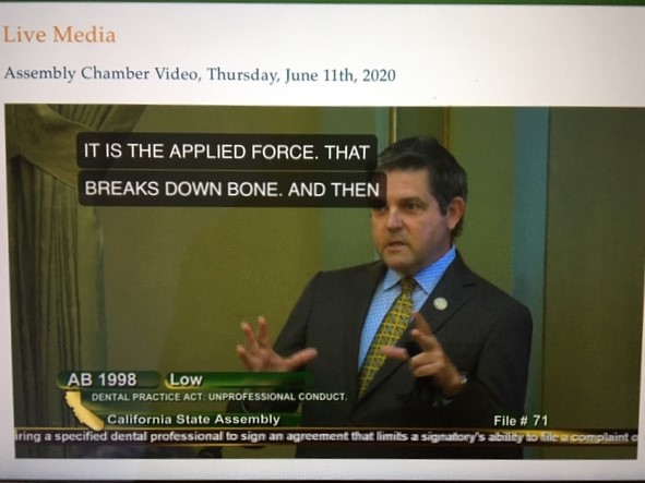 WoodddsJim's tweet photo. Just spoke in support of #AB1998 by @Evan_Low to protect dental patients from mail-order orthodontia. These are not cosmetic procedures. I'm a dentist-I know that. A diagnostic test is needed to make sure you're not moving teeth with dental disease & other issues. @CDAdentists https://t.co/xod7lxkqi7