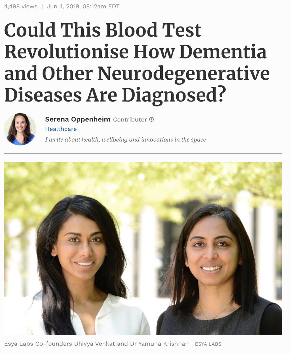 "Esya Labs is on a mission is to revolutionize the way neurodegenerative diseases such as dementia are currently diagnosed" -<a href="/serenaopp/">SerenaOpp</a> 

Last year, Esya Labs' technology and goals were featured in an article published in <a href="/Forbes/">Forbes</a>.  #iondiscovery 

forbes.com/sites/serenaop…