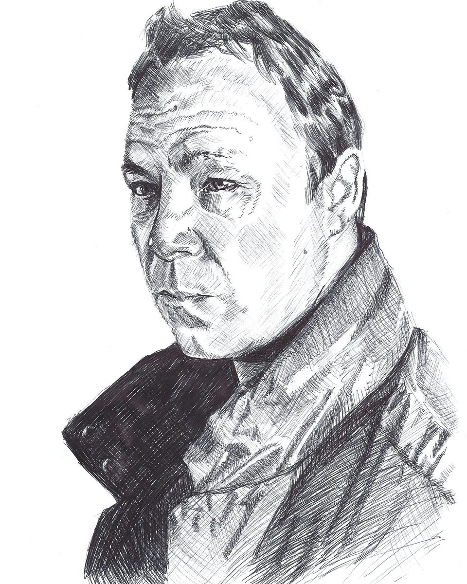 Finished this portrait of @StephenGraham73 today in ballpoint pen whilst at work, nice 2 get paid to draw :D