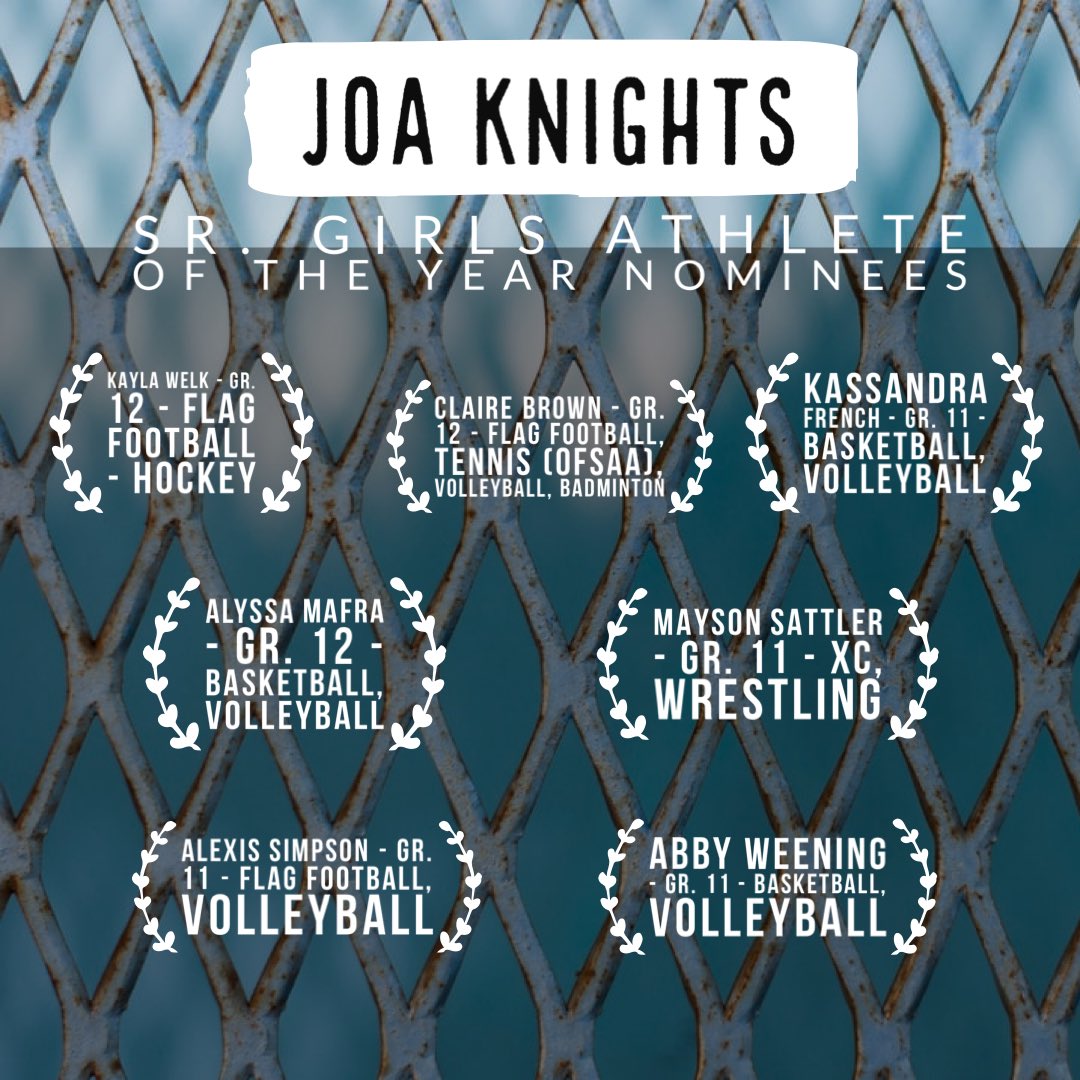 KnightZoneJOA's tweet photo. Sr Female Athlete of the Year Nominees 2019/2020 https://t.co/lc5FpYzmMf