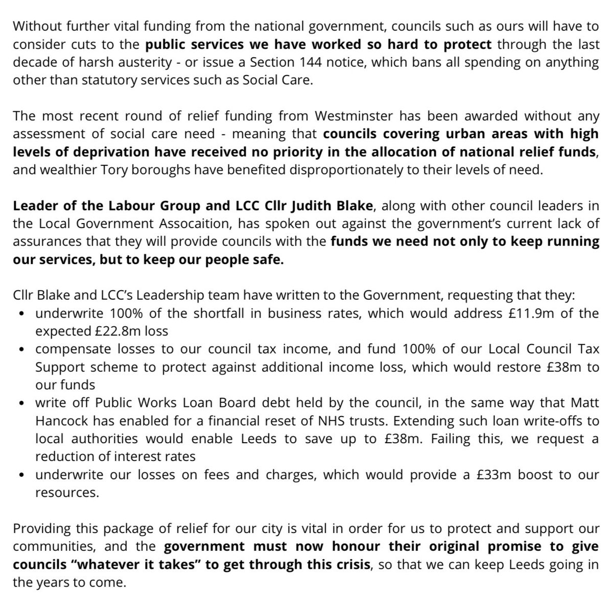 baileyjsbradley's tweet image. Here in Leeds our City budget has been imperilled by COVID. Im proud of what @Leeds_Labour have been able to achieve as result of determination and grit. 

They’ve kept our city moving in desperate times. 

The govt response is paltry. 

Leeds requires urgent govt action: