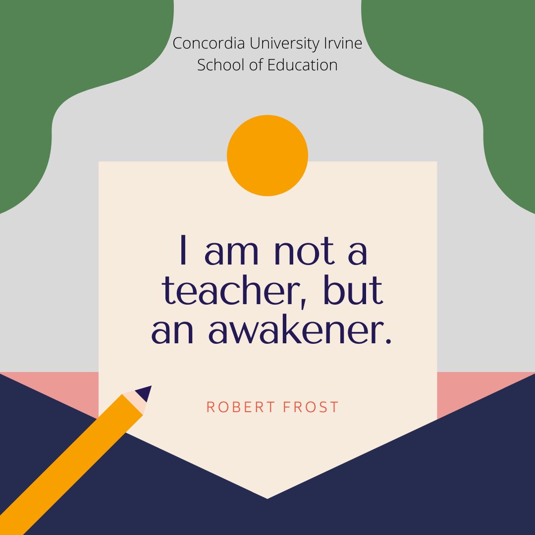 ConcordiaSOE's tweet photo. As a teacher, I provide the opportunity for my students to find it within themselves to learn. I provide the space, but they do the work.
#CUISOE #ThursdayEncouragement https://t.co/xtjgXGWxkT