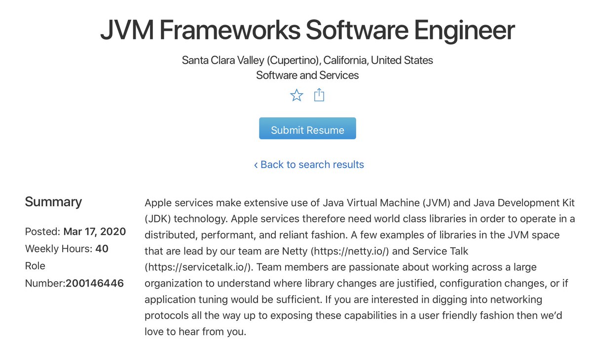 Contribute and build JVM based libraries that enable services at Apple’s scale:

jobs.apple.com/en-us/details/…

jobs.apple.com/en-us/details/…

Only Bay Area-based candidates only.

DMs are open for referral!