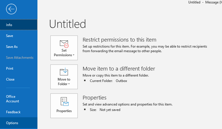 Outlook: File Options