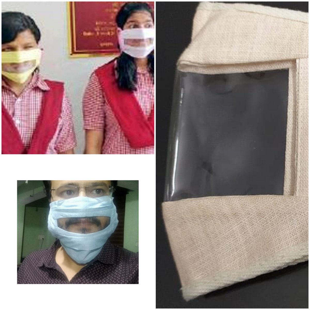harichandanaias's tweet photo. #SHG #women of #Narayanpet came up with innovative #masks for #PWD .  It enables lip reading while protecting the individual against #coronavirus. 
#Masks4All #MaskUp https://t.co/AjFkS3sJ0E