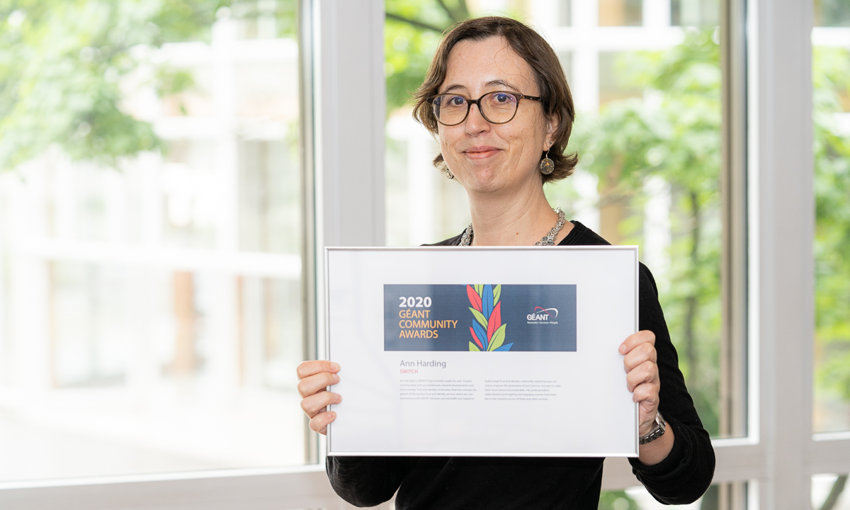 SWITCH_ch's tweet photo. And the winner is...
Ann Harding has been honoured with the GÉANT Community Award 2020. SWITCH is proud of her outstanding achievements as a GÉANT Project Activity Leader.
https://t.co/jYPyfl8WRm
@hardingar @GEANTnews @TNC_GEANT @eduroam #edugain #SWITCHeduID https://t.co/sFeFSk8dMm