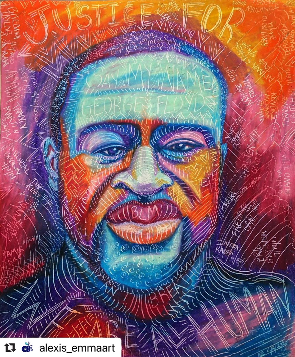 RIT_artdesign's tweet photo. Alexis Emma '18 (Illustration) made this beautiful piece to honor George Floyd and other innocent lives taken by racial injustice: https://t.co/TraOH4UqrQ 
#BlackLivesMatter https://t.co/cWvufFpD8q