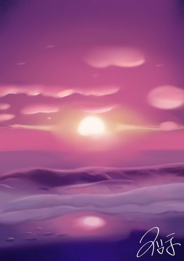 StarSpurt's tweet photo. #artwork 
Sunset at the beach. https://t.co/fMv09iBENQ