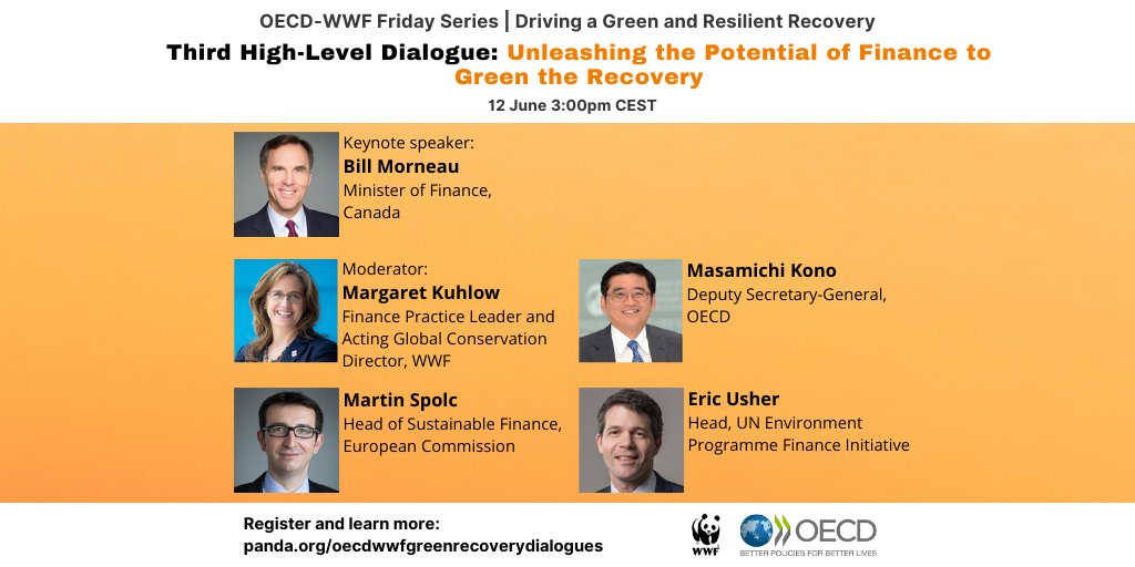 OECD_ENV's tweet photo. Join us on Friday 12 June for the next OECD-WWF High-level Dialogue on the potential of finance to green the recovery! 🌱 💰 👨‍👩‍👧‍👦

For more details and to register visit ➡️ https://t.co/rIHWm4FpO0

#BuildBackBetter #GreenRecoveryDialogues https://t.co/fOXaVhAsJd