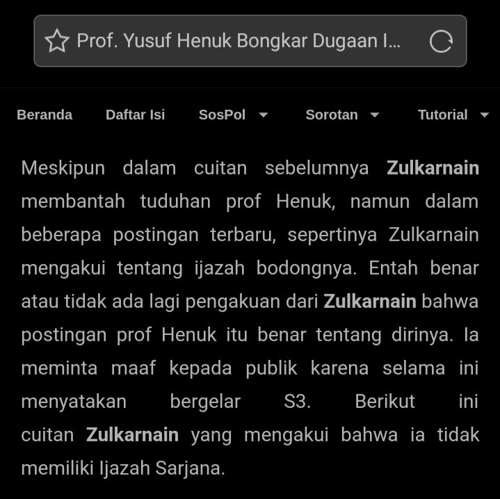 ProfYLH's tweet photo. STRATEGI @ProfYLH KALAHKAN @ustadtengkuzul:"Selama Ini Ayah Naen Kuasai Media,Tapi Kali ini Semua Harus Akui @ProfYLH Kuasai Media &amp; Berhasil Giring Wartawan Tulis @ustadtengkuzul Akui Tak Punya Ijazah S1,S2&amp;S3 (https://t.co/XylcBNEqja). Hebatlah Orang Rote-Asal NTTPro-@jokowi!" https://t.co/Ndzrxj5GKh