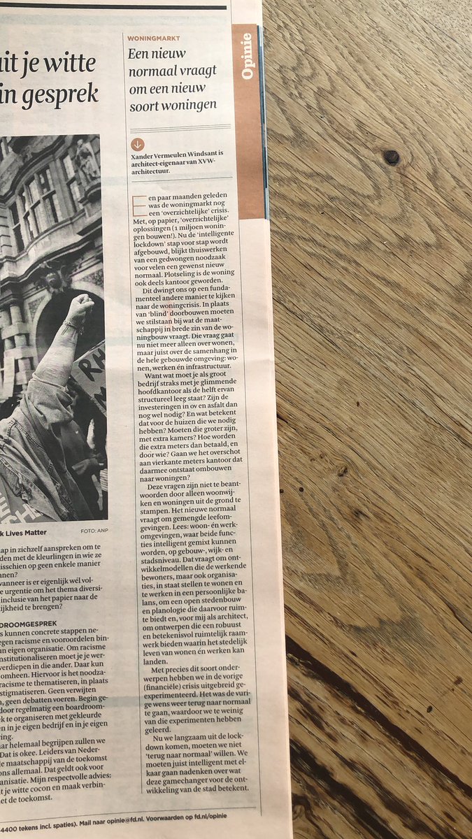 Zeer goed opiniestuk in <a href="/FD_Nieuws/">FD Nieuws</a> door <a href="/XanderXVW/">X Vermeulen Windsant</a> over de impact van structureel thuiswerken op de toekomst van de woningbouw. #thuiswerken #woningbouw #architectuur