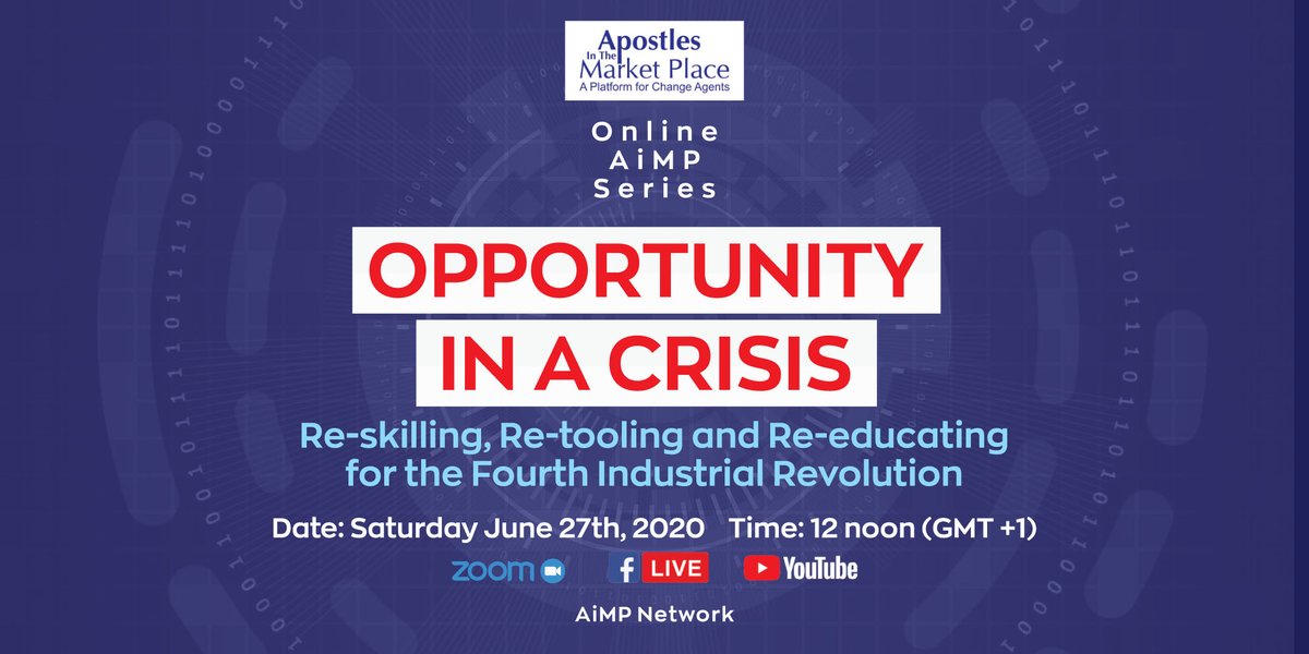 AiMP_Network's tweet photo. Join our distinguished Panelists: Dr. Sam Ikoku, Mrs. Folasade Adefisayo, Dr. Modupe Adefeso-Olategu, Pastor Bayo Rotimi, and our Moderator: Mrs. Bolaji Osime.

Register now: https://t.co/lOpLPilAWz
SHARE

#AiMP_Network #AiMPSeries #postcovid19 #Fourth_Industrial_Revolution https://t.co/P4Vv9qzSeB